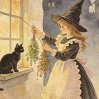 Halloween noitatyttö ja yrttiniput - pikkukuva 1