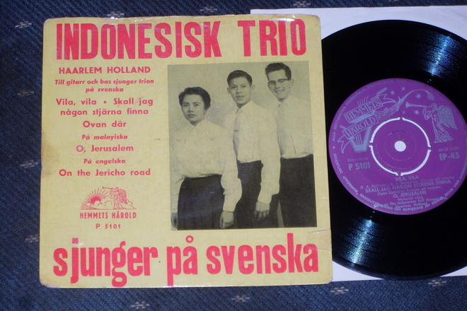 7" INDONESISK TRIO - sjunger på svenska single 1959 spritual