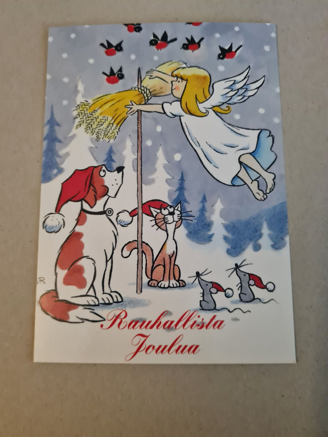 Rantamäki. Enkeli laittaa lyhdettä - eläimet katselevat