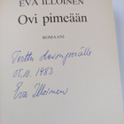 Eva Illoinen : Ovi pimeään (signeerattu, tekijän omiste) - pikkukuva 3