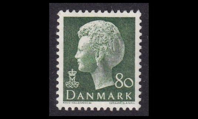 Tanska 559 ** Margrethe 80 öre vihreä (1974)