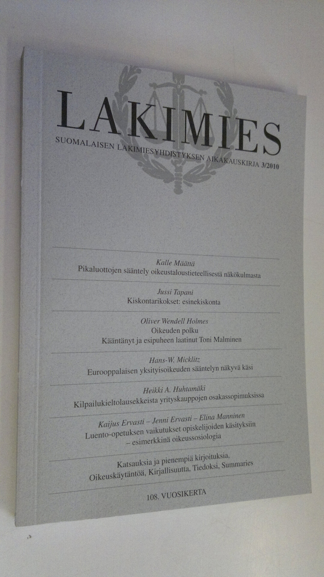 Lakimies 3/2010 : Suomalaisen lakimiesyhdistyksen aikakau...