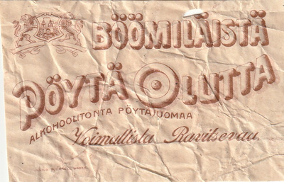 VANHA OLUT ETIKETTI - BÖÖMILÄISTÄ PÖYTÄOLUTTA  (K16-S57)
