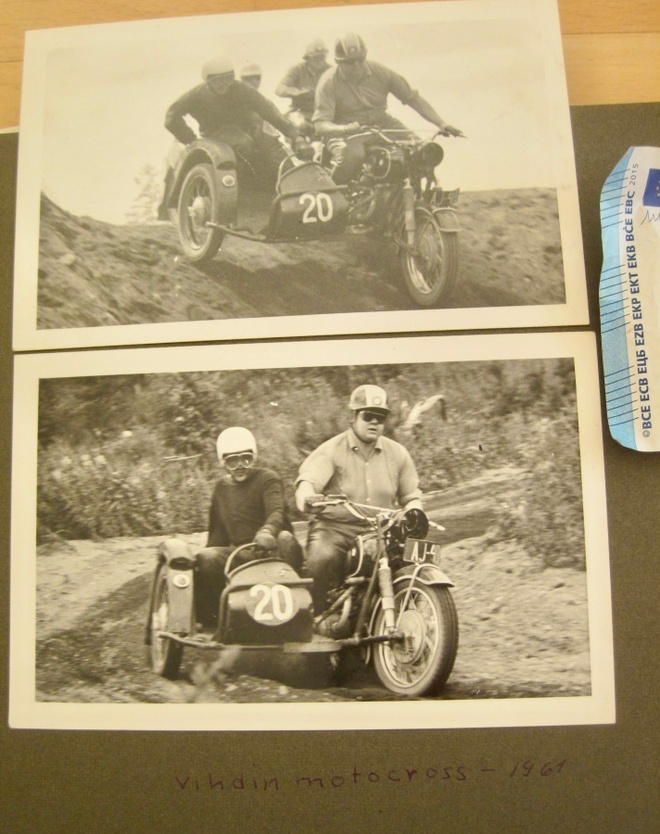 4 VANHAA Valokuvaa UPEAT Ralli Moottoripyörät n. 1960