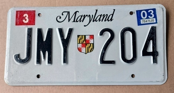 Maryland USA rekisterikilpi 2003