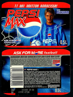 PEPSI MAX etiketti, DAUID BEGKHAM .5 l