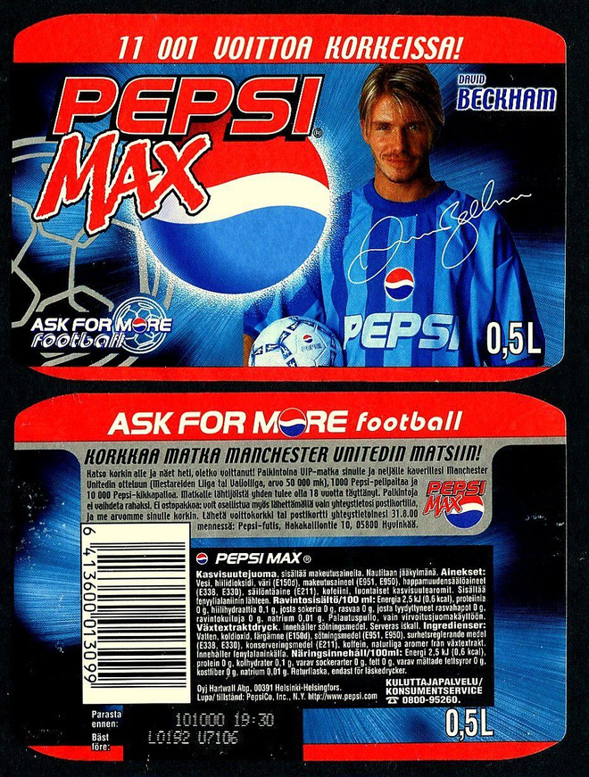 PEPSI MAX etiketti, DAUID BEGKHAM .5 l