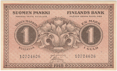1 Markka 1918, 8 numerolla, kl.8-9