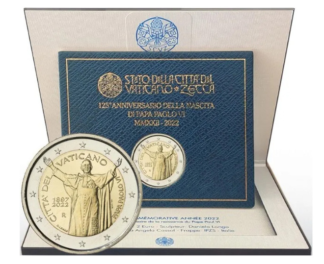 ** VATIKAANI 2€ 2022 Paavali VI kansiossa**