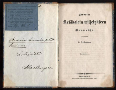 Holmberg: Johdatus kesäkalain viljelykseen Suomessa 1860