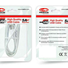 Reekin USB 2.0 kaapeli A uros - C uros, 5A Superfast, valk. - pikkukuva 1
