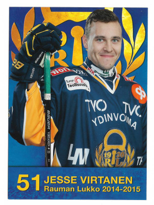2014-15 Rauman Lukko Postikortti Jesse Virtanen