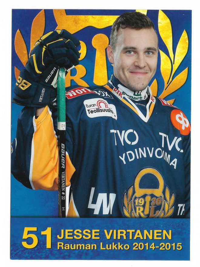 2014-15 Rauman Lukko Postikortti Jesse Virtanen