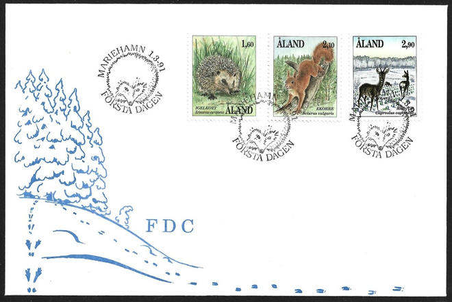 FDC Åland 1991 Nisäkkäitä  LaPe ÅL 044-046