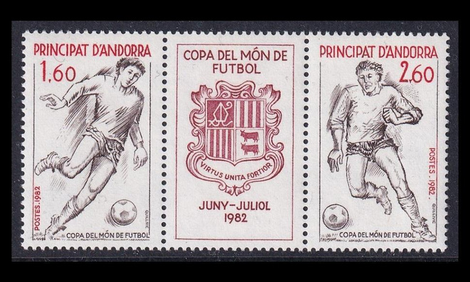Andorra Fr 323-4ds ** Jalkapallon MM-kilpailut (1982)