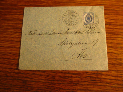 13,5x10,5 kirjekuori kemiö - turku 1903 20 vaakuna np