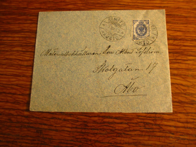 13,5x10,5 kirjekuori kemiö - turku 1903 20 vaakuna np