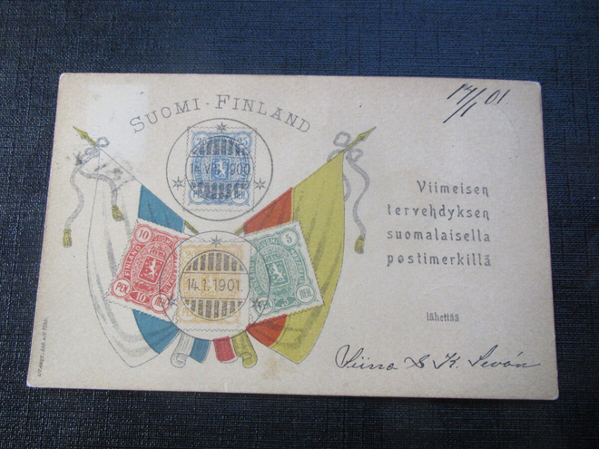 Postimerkkien muistokortti 14.1.1901.