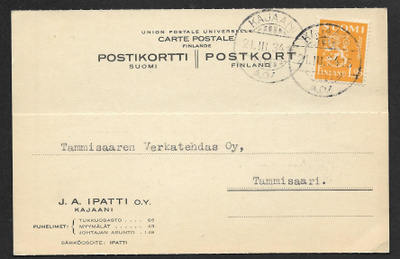 Postil. - Yl.m. 1,25 (LAPE 177) Kajaani 21.3.1934