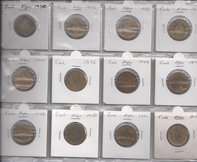 1930-52  5 mk alpr 12 erilaista