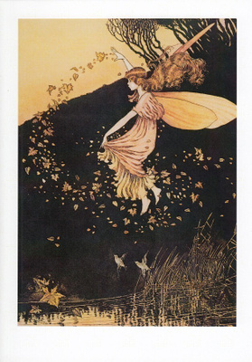 Ida Rentoul Outhwaite: Syyslehtiä (isohko taittokortti)