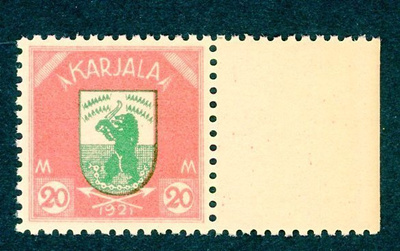 1922 Karjala 20 mk reunalla **