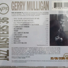 Gerry Mulligan VERVE JAZZ MASTERS 36 (CD) - pikkukuva 2