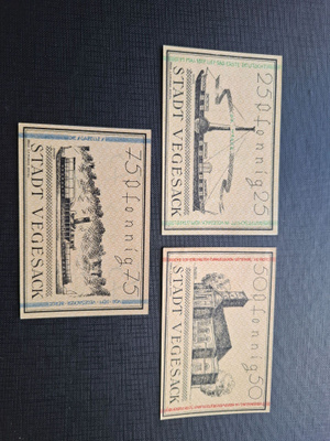 Saksa Vegesack 3 seteliä 1921