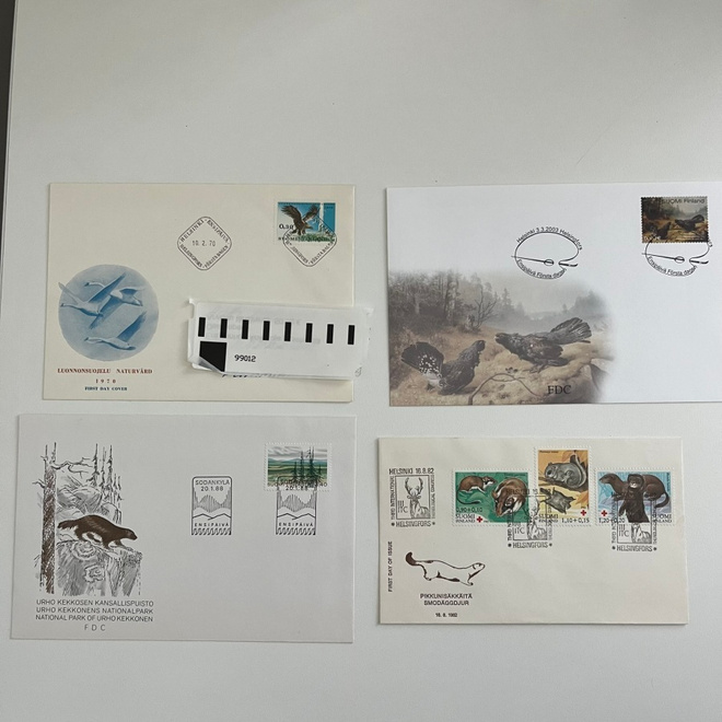 Eläinaiheisia FDC-kuoria, merkkejä ja erikoisleimoja