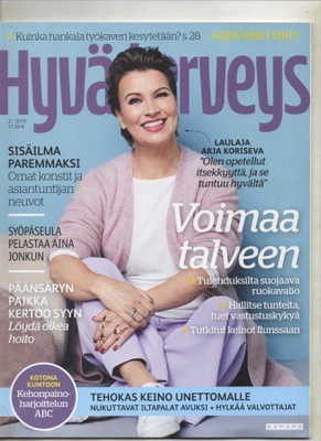 Hyvä Terveys n:o 2 2019 Arja Koriseva. Keijo Leppänen. Anu.