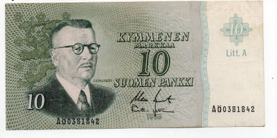 10 Markkaa 1963 KORVAAVAA AÖ-sarjaa
