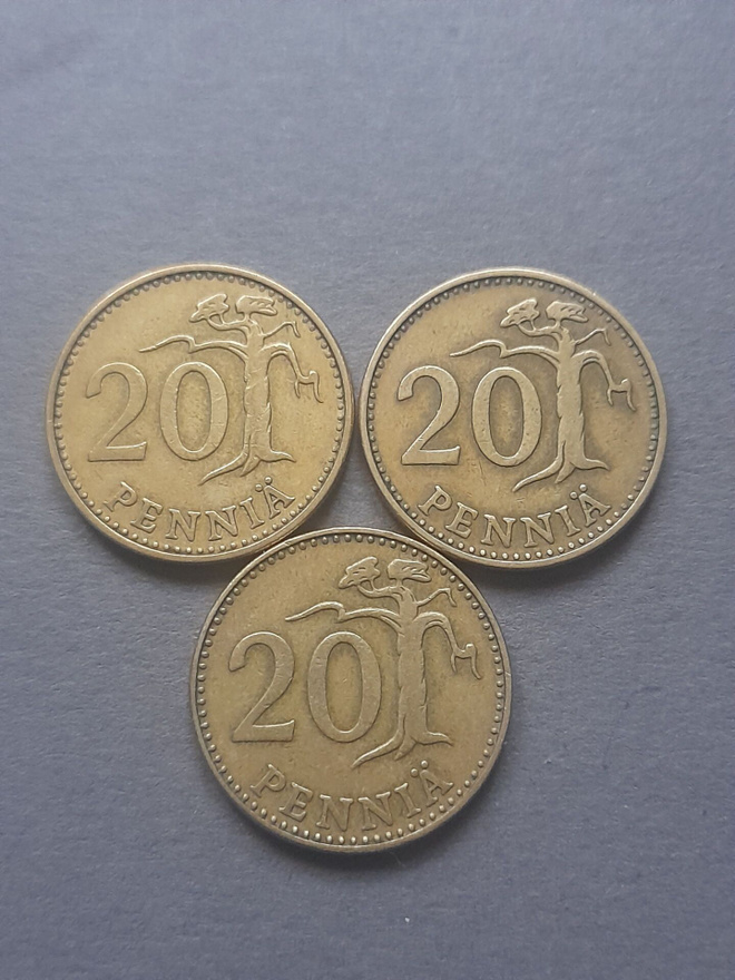 20 penniä 1963, 3kpl