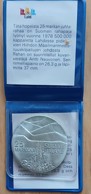 Juhlaraha hopeaa 25 mk,1978 Lahti MM.