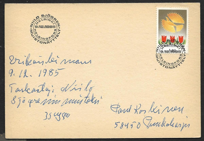 Helsinki - Niilo Sjögren muistonäyttely 9.12.1985