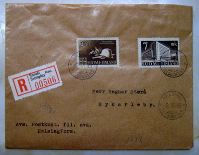 Kirj.kirje2.VI.1945 Yl.merkki 7mk ja kansanapu 2mk+50p (92)