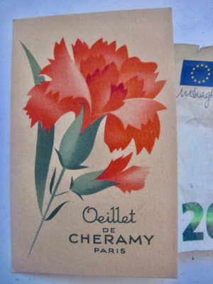 Parfyymi Mainoskortti Oeillet de Cherami Paris 1930-l Turku