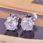 0341 .. 9K White Clear Pyöreä Crystal Kauniit .. Korvakorut - pikkukuva 5