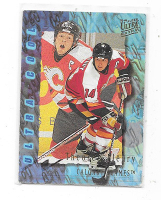 1995-96 Ultra Extra Cool #382 Theoren Fleury , Calgary Flame