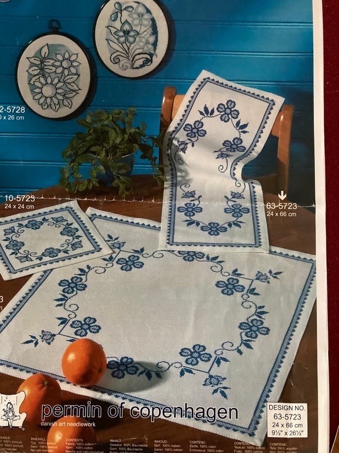 Ristipistomalli kaitaliinaan Siniset kukat Permin