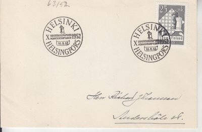 FDC 1952 Shakkiolympialaiset