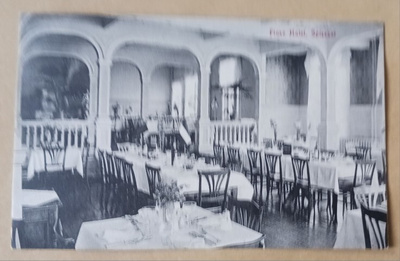 Hotelli Finse, ruokasali, sisäkuva, mv pk, p. 1912 Suomeen