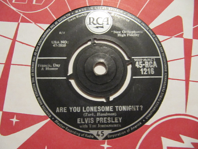 Elvis Presley Are You Lonesome 7" sinkku UK RCA-1216 - Huuto.net