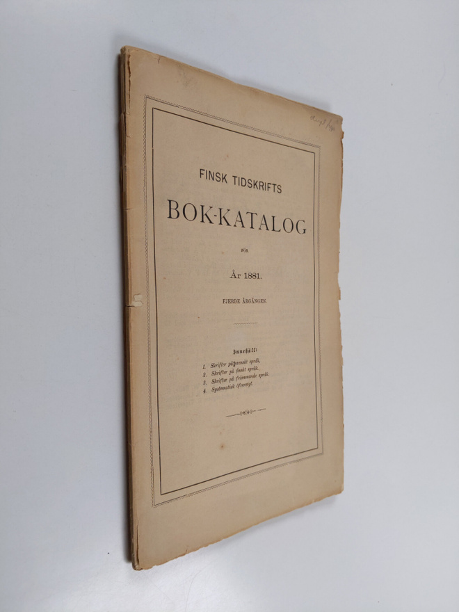 Finsk tidskifts bok-katalog : för år 1881