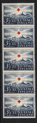 1939 PunaisenRistin 3½mk+35p viisipystyrivi leimaamattomana