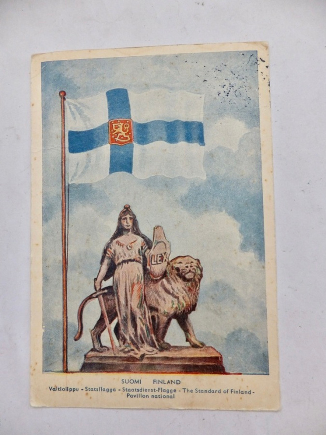 VANHA Postikortti Suomen Lippu 1930-l