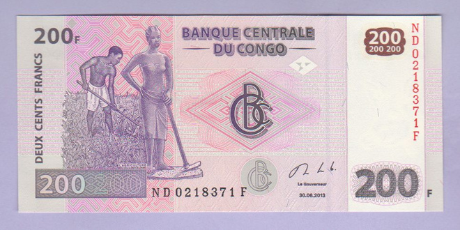 Kongo Congo DR 200 Francs v.2013 UNC P-99b