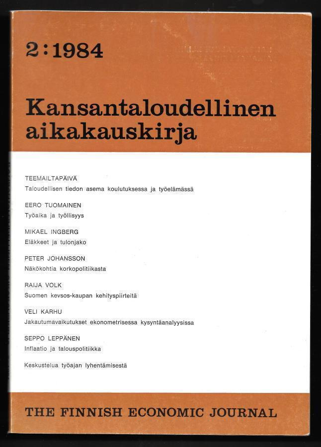 Kansantaloudellinen aikakauskirja 2 / 1984