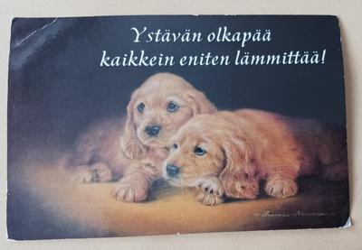 Kaksi koiranpentua "Ystävän olkapää...", kulk.