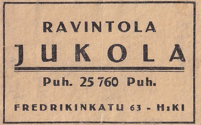 Helsinki, Ravintola JUKOLA   b509