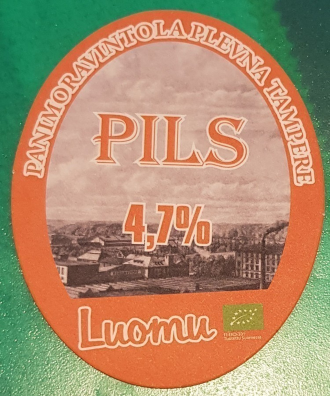 PLEVNA LUOMU PILS 4,7 % OLUT LASINALUNEN TAMPERE